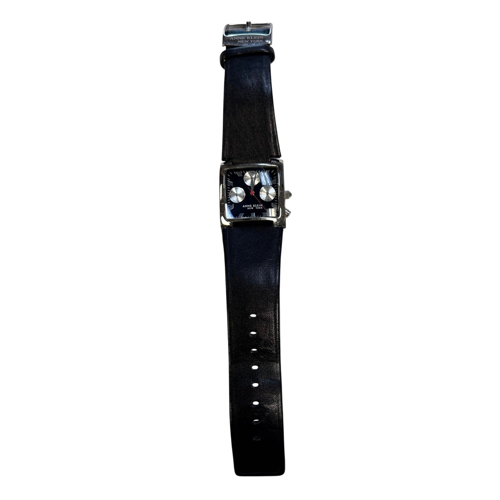 Anne Klein Wrist Watch OS Blck Good Leather Strap 12/7619 Swiss Movt Rectangular